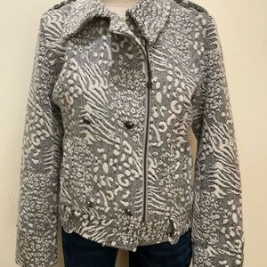 Gray with cream swirls moto jacket